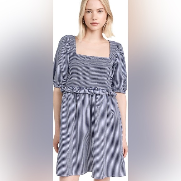 Nation LTD Dresses & Skirts - Nation LTD | Large Blue and White Striped 100% Pima Cotton Smocked‎ Dress